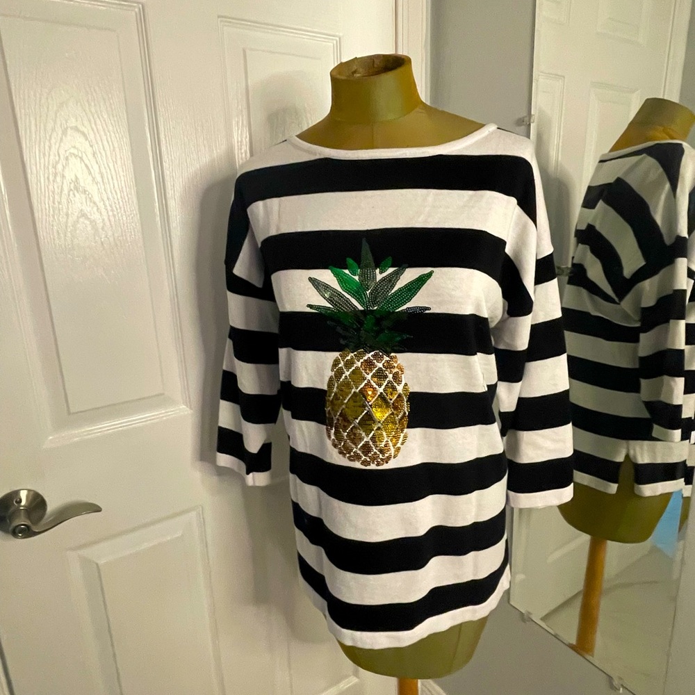 Sparkle Pineapple / Black and White Stripe
